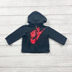 Nike Baby Zip Up Hoodie Black Full Zip Hooded Sweatshirt 18 Months